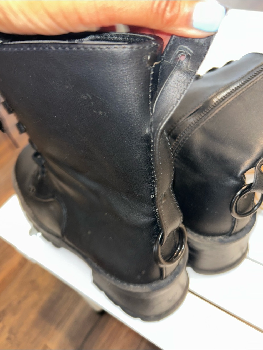 Demonia Black Lace-Up Combat Heeled Ankle Boots - Picture 11 of 14